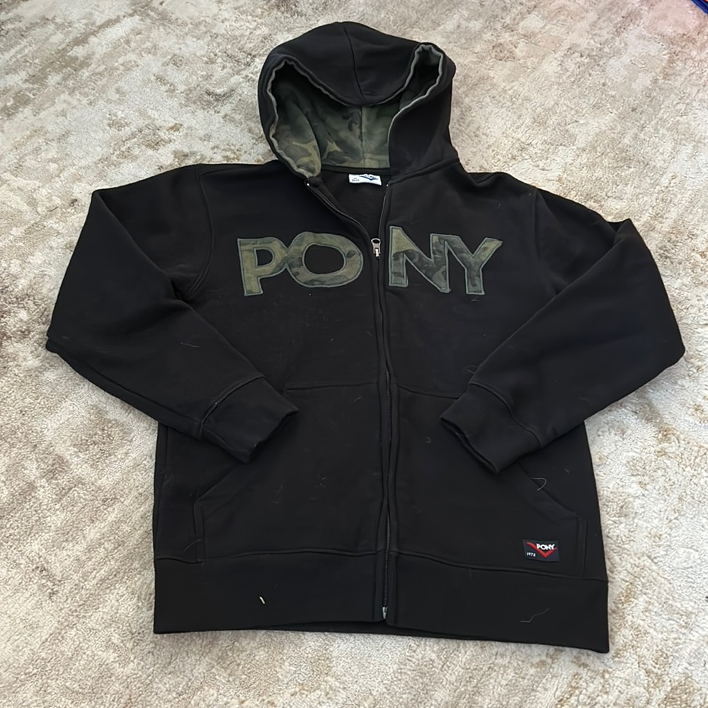 PONY zip up kids M 10/12 black with camo